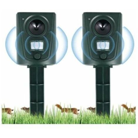 2023 2X Répulsif Chat Jardin à Ultrasons, Répulsif Chats avec Piquet au Sol Prévenir Les Chiens et Les Chats, Les Oiseaux, pour Jardins, ps, Pépinières, Etanche (1/4)