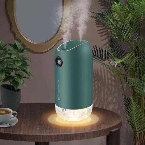 Humidificateur d'Air 500ML, Humidificateur d'Air Bébé 23dB Ultrasonique Silencieux, Humidificateur d'Air Maison Arrêt Automatique avec 2 Filtres Coton, Vert