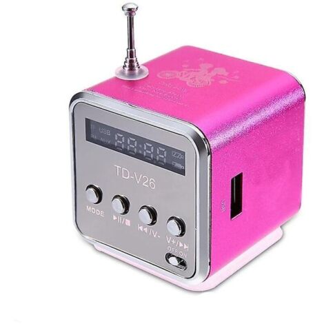 Mini Td-v26 Digital Fm Radio Haut-Parleur Portable Fm Récepteur Avec Lcd Stéréo Haut-Parleur Support Micro Tf Carte A2 Rose