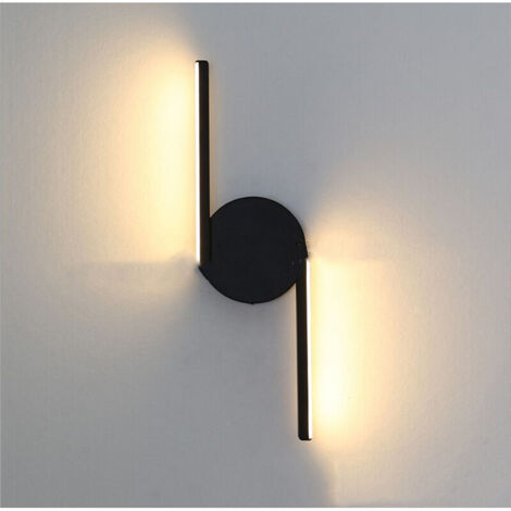 Applique Murale Interieur Design Simple ,38cm Lampe de Murale Moderne 8W Noir pour Salon Couloir Chambre à coucher Jardin (Blanc chaud)