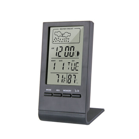Station météo sans Fil, Thermomètre Hygromètre Baromètre Intérieur Extérieur, Horloge Numérique Réveil avec capteur extérieur Affichage Heure Date Jour Phase de Lune（Noir）