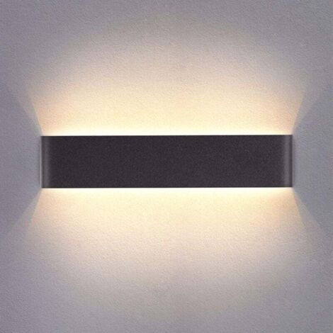Applique Murale Interieur LED Noir 14W 3000K Lampe Murale Blanc Chaud Moderne Design AC 220V pour Chambre Salon Escalier Couloir Acrylique 40CM