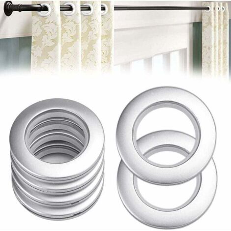 50 morceaux Anneaux de rideau en plastique anneaux d'oeillet de rideau 40mm Anneaux en Plastique Anneaux pour Tringle à Rideaux Argent œillets plastique pour Rideau de Fenêtre Douche Vestiaire