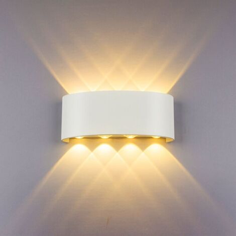 Applique Murale Moderne 8W Blanc Lampe Murale Led D'Intérieur En Aluminium, Pour Salon, Chambre À Coucher, Salle De Bain, Couloir, Blanc Chaud (1/4)