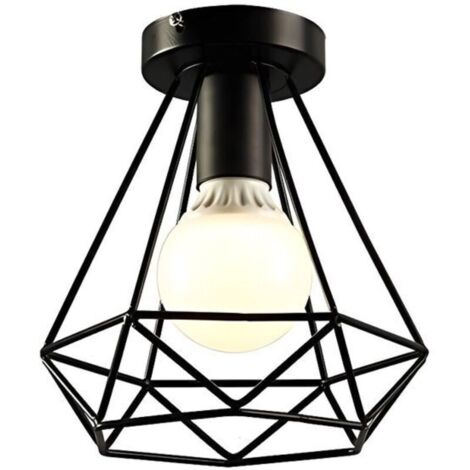 Plafonnier Industrielle en Métal Fer Cage Diamant Retro Lustre suspension luminaire pour couloir,entrée,allée, porche, chambre (1/4)