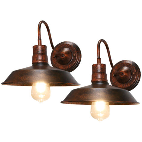 2PCS 26CM Lampe Murale Antique Applique Murale En Fer Et Métal, Applique Murale Rétro D'Intérieur Pour Café Loft Bureau