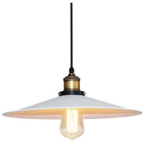 E27 30CM Lustre Suspension Industrielle Vintage Abat-Jour Lampe de Plafond luminaire pour restaurant café bar chambre,Blanc (1/3)