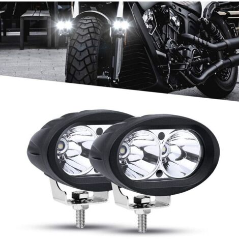 Phare avant LED de moto 20W Lampe auxiliaire de moto Lampe de travail ronde antibrouillard 12V / 24V Blanc étanche pour camion tout-terrain 4x4 ATV