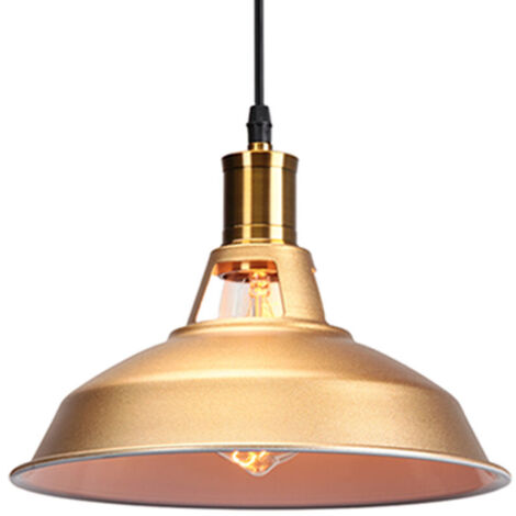 Lustre Suspension Industrielle Vintage E27 LED Lampe Plafonniers Retro Abat-jour pour Cuisine Salle à manger Salon Chambre Restaurant, Doré (1/4)