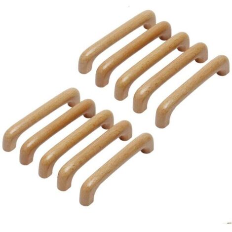 10 Pièces Poignée de Meuble Bois, Poignée Meuble Cuisine Placards Poignee Porte, Espacement des Trous 128mm, pour Meubles de Cuisine et Tiroirs (1/4)