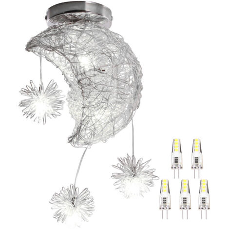 Plafonnier Industrielle mini Lune étoiles LED Lustre Suspension Luminaire Aluminium 20cm moon avec 5 Ampoules pour Enfants Chambre (Lumière blanche froid) (1/4)