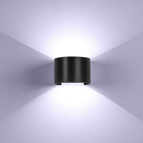 12W Applique Murale Led Interieur Lampe de Mur Blanc Froid Moderne Decoration Noir pour Chambre Bureau Salon Salle de bain Couloir
