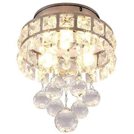 Moderne Plafonnier en Cristal LED Chrome Métal, Luxe Lustre avec Design élégant Lampe de Plafond Éclairage pour Chambre à Coucher, Couloir, Salon