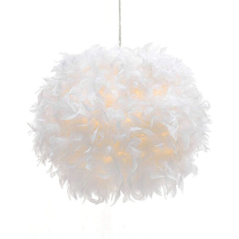 30CM Lustre D'Intérieur Moderne Suspension Luminaire En Plumes Blanches Pures E27 Lampe À Suspension Romantique Nordique (1/4)