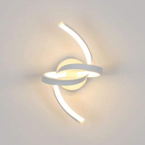 Applique Murale LED Interieur Moderne Blanc, 16W Lampe de Murale Design Courbe en Acryliquel pour Chambre, Salon, Hôtel, Escalier, Allée, 3000K Blanc Chaud