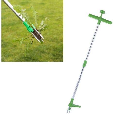 DéSherbeur Debout, Extracteur De Mauvaises Herbes Portable avec 3 Griffes à Long Manche Tueur De Racines De Pelouse De Jardin Outil De Suppression De DéSherbeuses Manuel Accessoire De Jardin
