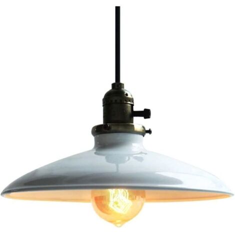 Luminaire Suspension Vintage Rétro E27 Style Industriel en Métal DIY Installation pour éclairage Café Cuisine Salle à manger Salon (sans ampoule) Blanc