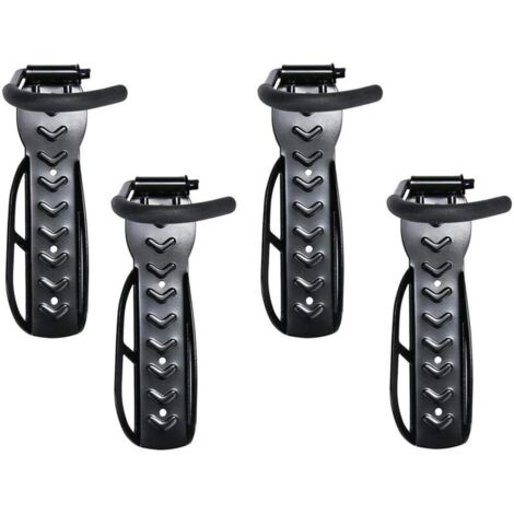 Lot de 4 Support de Vélo Crochet pour Vélo Support Mural pour Vélo Porte-Vélos Mural Vélo Peu Encombrants Noir Support Mural pour Vélo en Acier pour 4 Vélos Supports Muraux avec Accessoires (1/4)