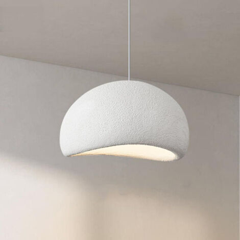 Vintage Suspension Luminaire, 50CM Ciment Industrielle Lustre E27 Intérieure Suspendues, Rétro Plafonnier Pour Salon Salle à Manger Chambre - Blanc