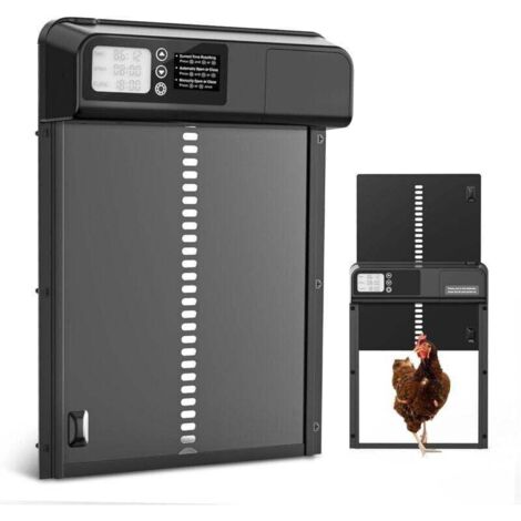 Porte automatique de poulailler, ouvre-porte de poulailler avec minuterie et ouverture/fermeture manuelle, porte de poulailler automatique multimode alimentée par batterie, mise à niveau 2.0
