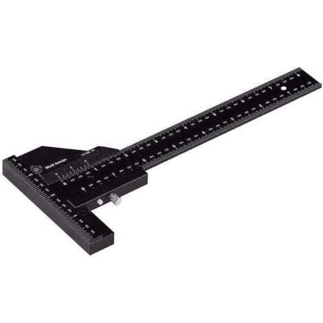 Règle de Menuiserie, Règle de Traçage Multifonctionnelle pour le Travail du Bois, Règle en forme de T en aluminium, Dispositif de traçage, Outil de mesure de 0-280mm, Mesure précise à 0,02 mm，noir, un