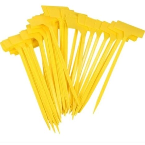 50 Pièces étiquettes plante,etiquette jardin exterieur,grand étiquettes plastique potager,étiquettes de Culture réutilisables-Jaune(309CM)