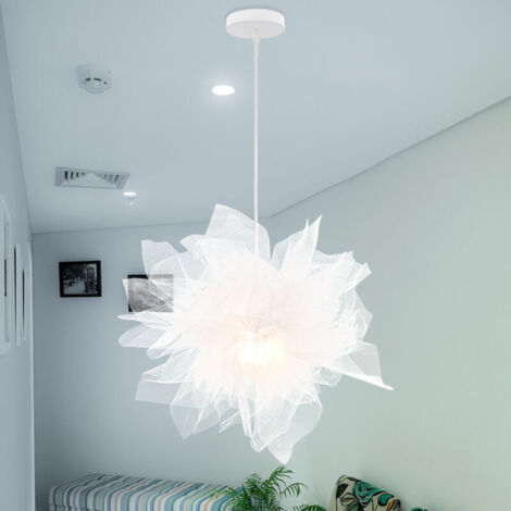 Lustre Suspension Contemporain Diamètre 50 cm E27 Blanche , Abat-jour Luminaire Plafonnier pour Chambre de l'enfant, Salon, Décor