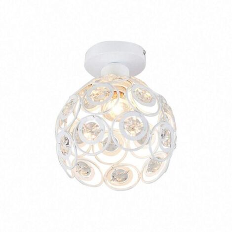 Moderne Plafonnier Industrielle Cristal en Métal Ø20cm , Luminaire l'éclairage Intérieur Exterieur de Plafond Abat-Jour Blanc