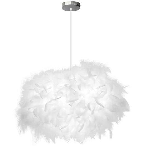 Lustre D'Intérieur Moderne Ø45CM Lampe À Suspension Romantique Nordique Suspension Luminaire En Plumes Blanches Pures E27 (1/4)