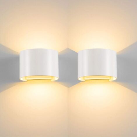 2x Moderne Applique Murale Interieur 12W Blanc Chaud Lampe Up Down pour Salon Chambre Couloir Chemin (Blanc)