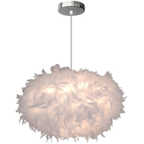 Lampe À Suspension Romantique Nordique Ø45CM Suspension Luminaire En Plumes Blanches Pures Lustre D'Intérieur Moderne E27