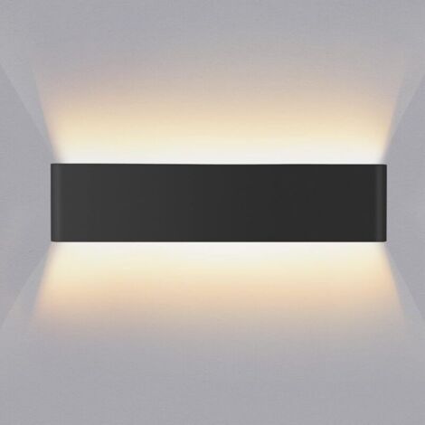 Applique Murale Interieur 40 CM Haut et Bas Luminaires Intérieur Aluminium Design Simple Moderne Décorer pour Salon Chambre Couloir 16W - Noir et 3000K Blanc Chaud