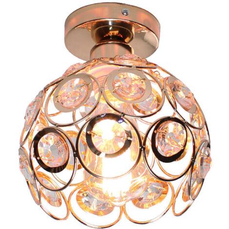 Moderne Plafonnier Industrielle Cristal en Métal Ø20cm , Luminaire l'éclairage Intérieur Exterieur de Plafond Abat-Jour Or rose