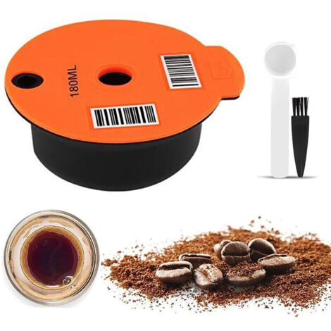 Dosettes De Cafe, Filtre A Cafe Reutilisable, Capsule De Cafe En Plastique Rechargeable Avec Cuillere Pour Machine A Cafe Bosch Tassimo, 180 Ml