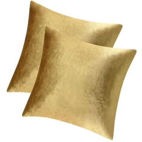 Lot De 2 Housses De Coussin Décoratives En Velours Pour Canapé-Lit (Doré, Lot De 2) (1/4)