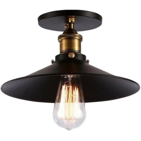 Plafonnier Industriel Vintage 30cm en fer Lampe de Plafond Rétro Suspension Chambre Couloir Bar (1/2)