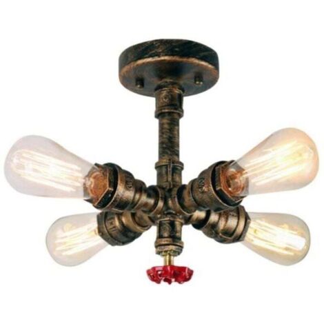Plafonnier Vintage Industrielle Lampe de Plafond Tub Tuyau en Métal Lampe suspension pour Salon Chambre Cuisine Bar (1/4)