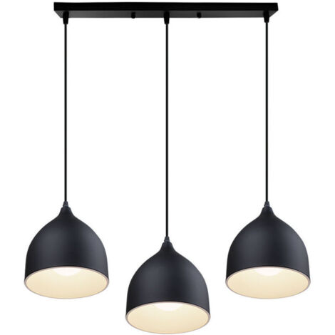Suspension Luminaire Industrielle Métal 3 Lampes Lustre Plafonnier Style Cage Géométrique E27 Lampe de Plafond Vintage avec Support en Barre, Noir (1/4)