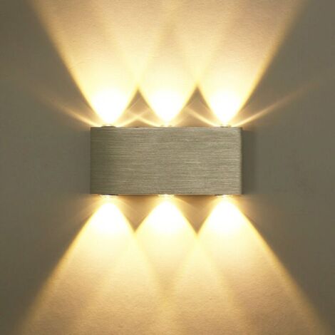 Applique Murale LED 6W Lampe Murale Avec 6 LEDs éclairage Décoratif Intérieur Lumière Moderne en Aluminium Pour Chambre Escalier Salon Bureau Porche Boutique,Blanc Chaud
