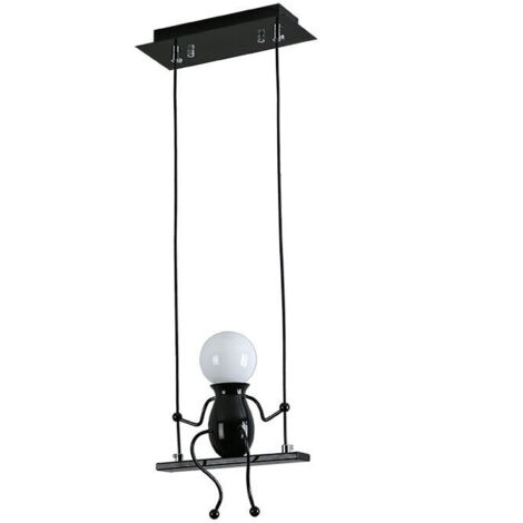 Suspension Luminaire Créative Plafonnier Rétro Vintage Lustre D'Intérieur Pour Chambre D'Enfant, Chambre À Coucher, Jardin D'Enfants, Café, Noir