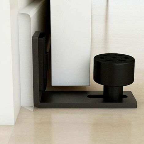 Ajustable Guide de Plancher Noir Guide Inférieur Pour Porte en Bois Coulissante Mur / porte (1/4)