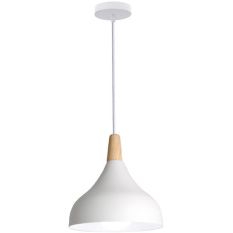 Lampe À Suspension Moderne Nordique Plafonnier D'Intérieur Abat-Jour En Métal, Blanc Pour Chambre À Coucher, Café, Bar, Cuisine, Bureau, E27 (1/4)