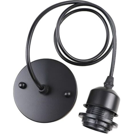 Rétro style industriel lustre lampe tête lampe accessoires café tête unique petit lustre porte-lampe suspendu ligne ligne noire longueur 1,2 mètres
