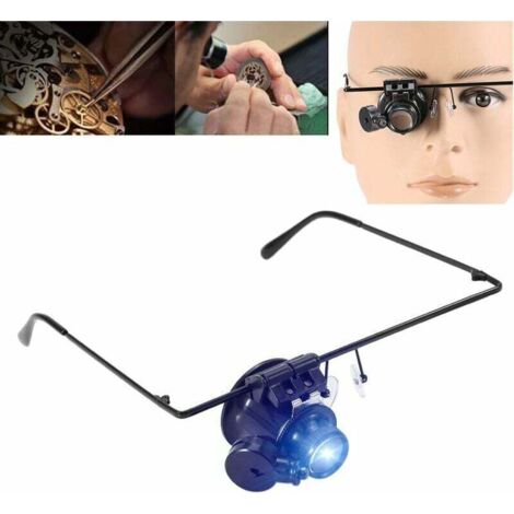 Loupe Agrandisseur Lunettes loupe LED 20x pour Bijoutiers Horlogers Montre Réparation,