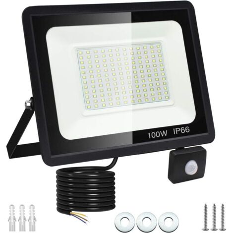 Projecteur LED extérieur avec détecteur de mouvement, lumière de sécurité blanc froid (1/4)
