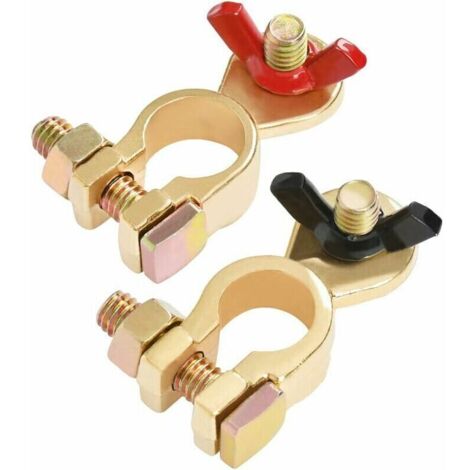 Bornes de batterie 12 V/24 V, 1 paire de bornes en cuivre robustes M8 Connecteurs de batterie universels pour voitures, motos et véhicules électriques