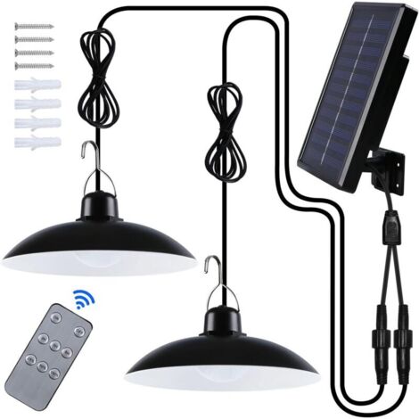 Lampe Solaire Extérieur, Double Tête IP65 éTanche Lustre Solaire avec Télécommande pour Jardin/Pergola/Balcon/Terrasse (1/4)