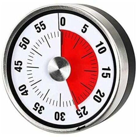 Minuteur de cuisine mécanique magnétique – Compte à rebours 60 minutes Visuel Outil de gestion du temps Cuisson à la vapeur Barbecue (Noir) pour enfants, enseignants et adultes (1/4)