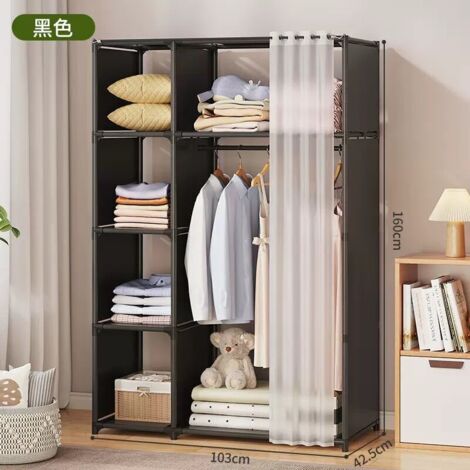 Kit dressing-Kit dressing de Rangement 160x103x42 cm en noir Penderie Garde-Robe