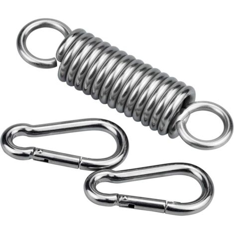 Inntek 3pcs Crochet à Ressort, Acier Inoxydable 304 Ressort pour Fauteuil Suspendu, avec 2 Mousquetons Résistants, Spring Hook